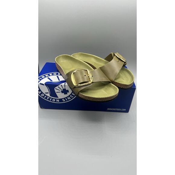 Birkenstock Madrid Big Buckle Womens 37/US 7 Regular Fit Olive Green Leather NEW - Picture 1 of 8